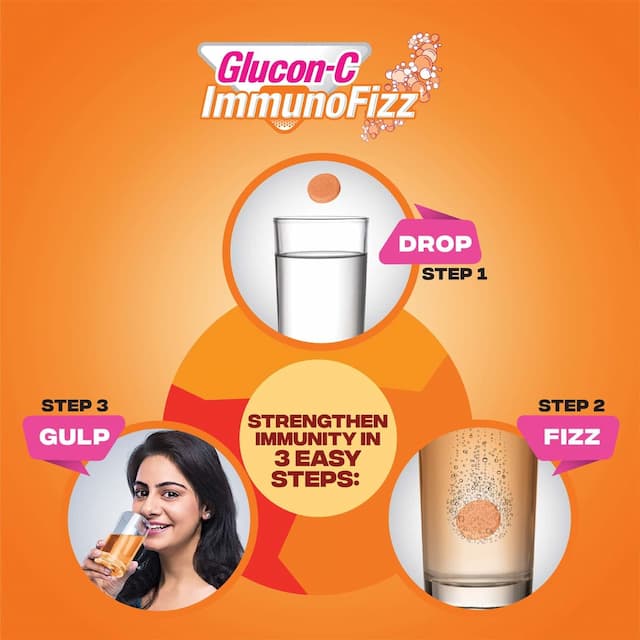 Glucon C Immunofizz -1000mg Amla,Vitamin C & Zinc - Immunity - 20 Effervescent Tablets (Lemon)