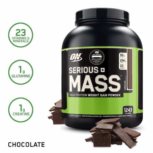 Optimum Nutrition (On) Serious Mass High Weight Gain Powder - 6 Lbs, 2.72 Kg (Chocolate)