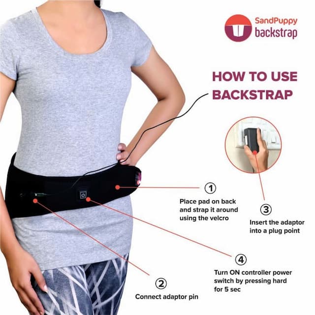 Sandpuppy Back Strap Electric Heating Belt | Ideal For Back Pain Relief | Adjustable Heating