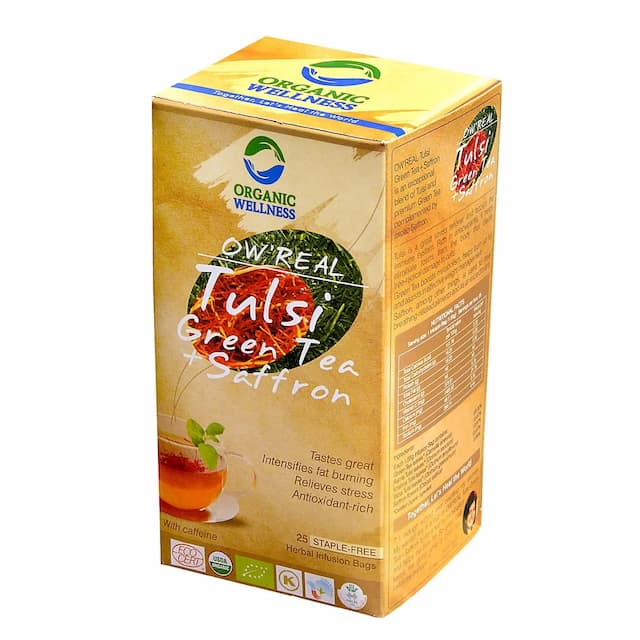 Organic Wellness Owreal Tulsi Green Plus Saffron Tea 25 Bag