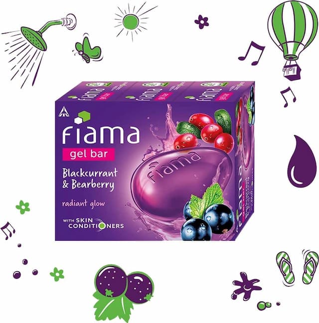 Fiama Gel Soap Bar, Blackcurrant And Bearberry Radiant Glow With Skin Conditioners - 125g(Pack Of 3)