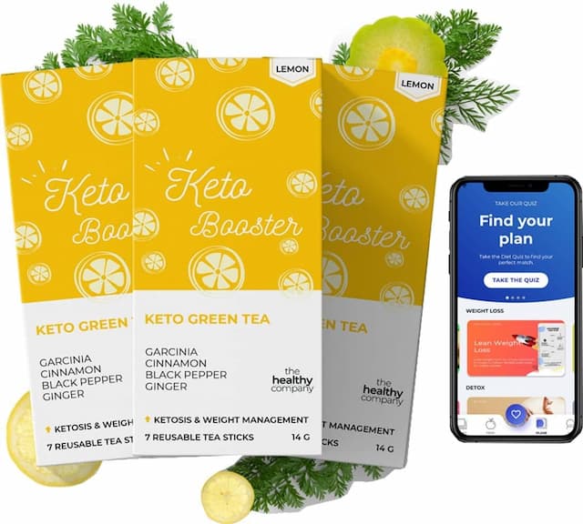 The Healthy Company One Month Keto Booster - 56 Natural Keto Green Tea Sticks (Lemon)