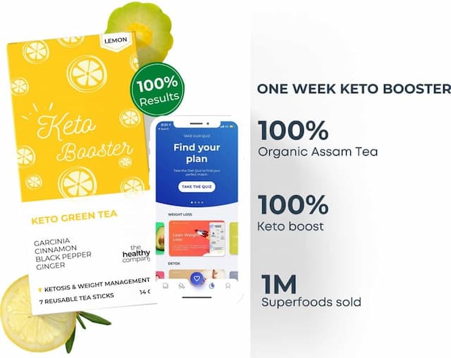 The Healthy Company One Month Keto Booster - 56 Natural Keto Green Tea Sticks (Lemon)