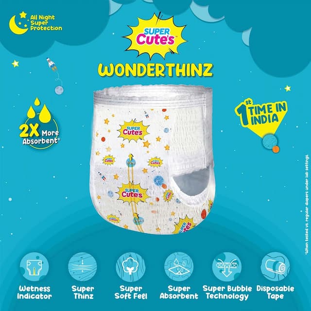 Super Cutes Wonderthinz Diaper-25 Pieces Xl