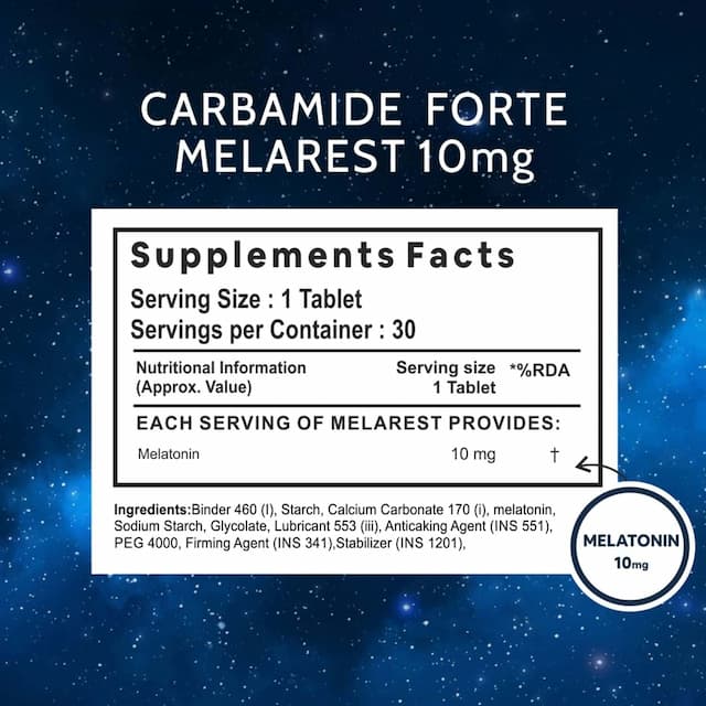 Carbamide Forte Melatonin 10mg, Regulate Sleep Cycle- 30 Veg Tablets