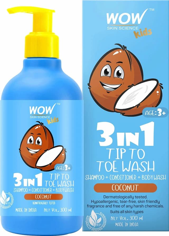 Wow Skin Science Kids 3 In 1 Tip To Toe Wash - Coconut - 300 Ml