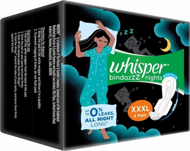 Whisper Bindazzz Nights Xxxl - 4 Pads