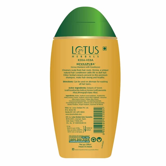 Lotus Kera-Veda Hennapura Henna Shampoo With Conditioner Liquid 200 Ml