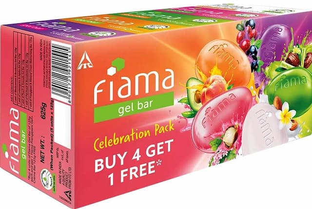 Fiama Gel Soap Bar Celebration Pack With 5 Multi Variant Gel Soap Bars - 125g (Buy 4 Get 1 Free)