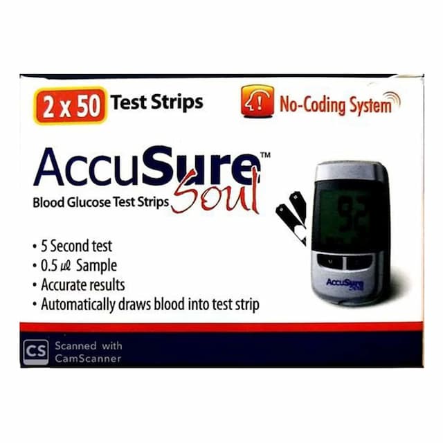 Accusure Soul Blood Glucose 2x50 Strips