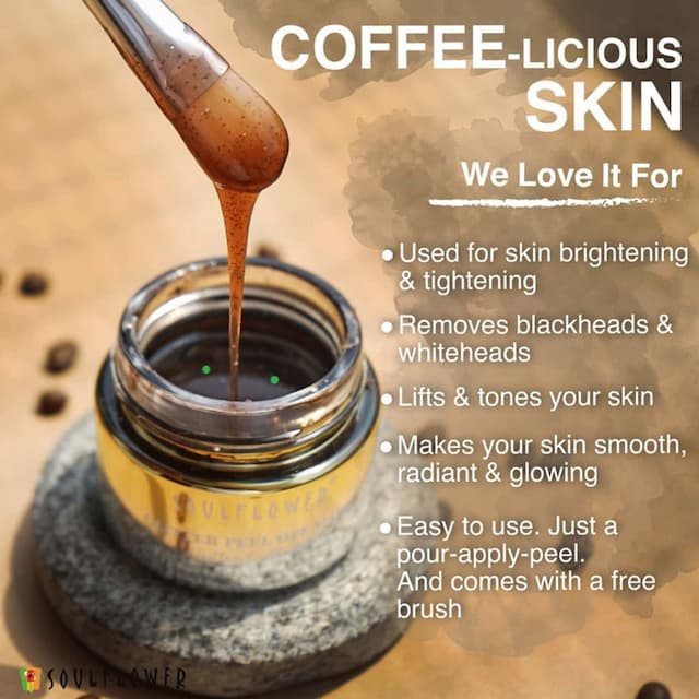 Soulflower Coffee Caffeine Glitter Peel Off Mask, Tone Purify & Invigorate Skin- 100g