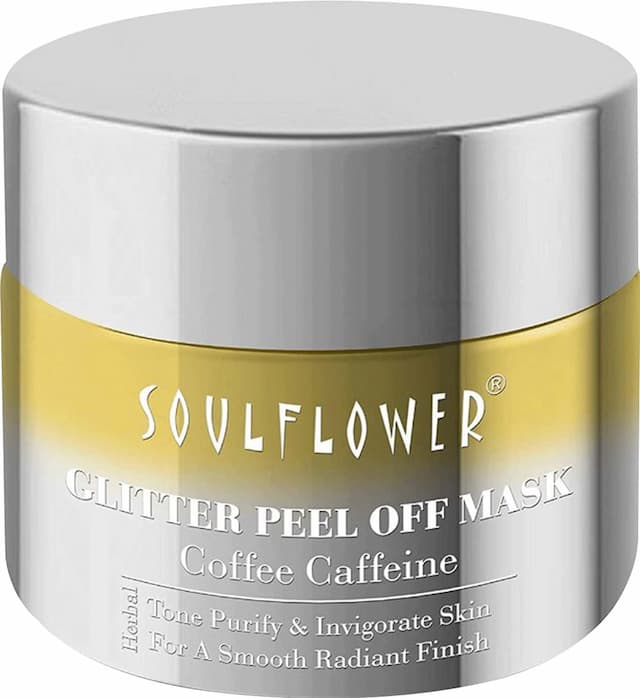 Soulflower Coffee Caffeine Glitter Peel Off Mask, Tone Purify & Invigorate Skin- 100g