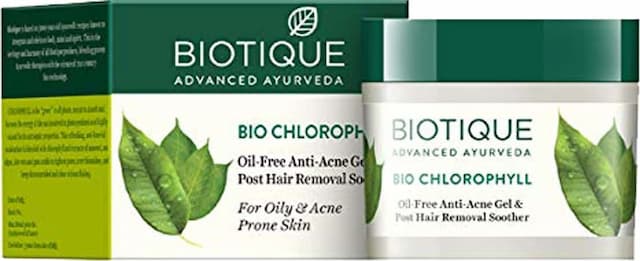 Biotique Bio Chlorophyll Oil Freeanti Acnel Gel & Post Hair Removal Soother - 50gm