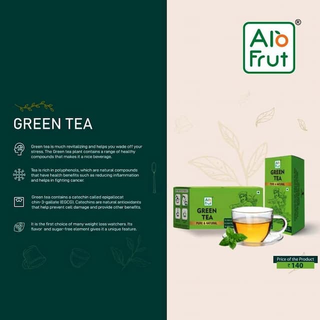 Axiom Alo Frut Green Tea Pure & Natural 25 Tea Bags - Immunity Booster - Pack Of 2