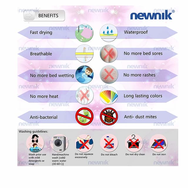 Newnik Cozymat Soft### Water-Proof &Amp; Reusable Mat (Size: 70cm X 100cm) Pink### Medium