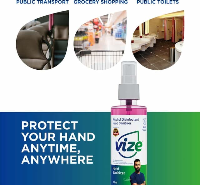 Vize Hand Sanitizer With 70% Isopropyl Alcohol Ip - 100 Ml Gel & Spray (Pack Of 6)