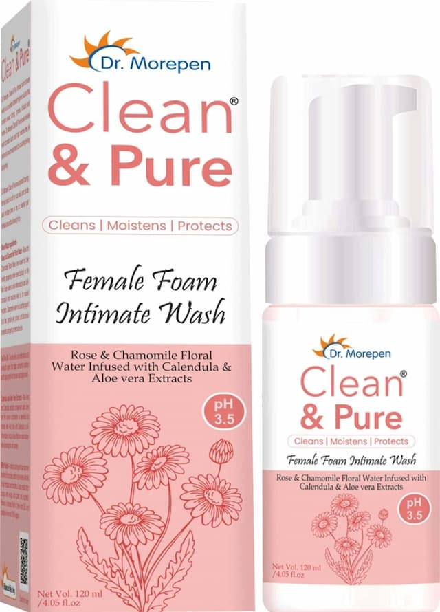 Dr. Morepen Clean & Pure Intimate Foam Wash For Women With Rose & Chamomile Floral Water - 120ml