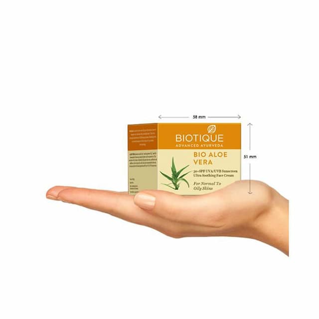Biotique Bio Aloe Vera 30+ Spf Sunscreen Ultra Soothing Face Cream For Normal To Oily Skin 50 Gm