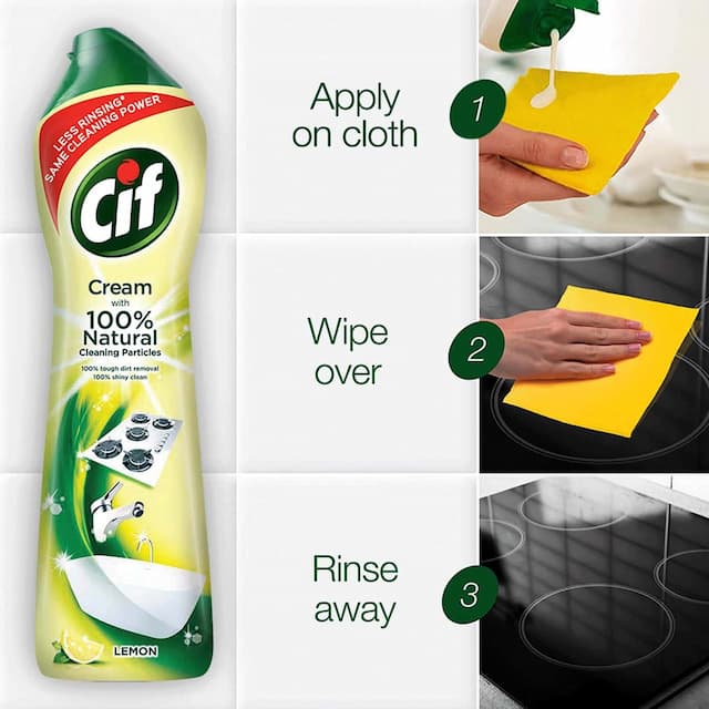 Cif Lemon Abrasive Surface Cleaner Cream For Kitchen, Removes Grease,Dirt 500ml