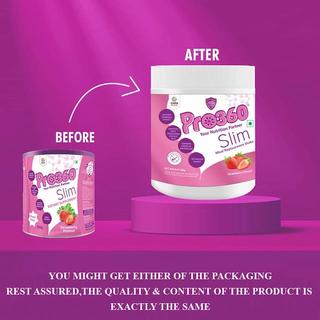 Pro360 Slim Strawberry Nutritional Supplement Powder Tin Of 500 G