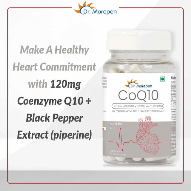 Dr Morepen Coenzyme Q10 With Piperine|Coq10 120mg Capsule 60 Veg Cap