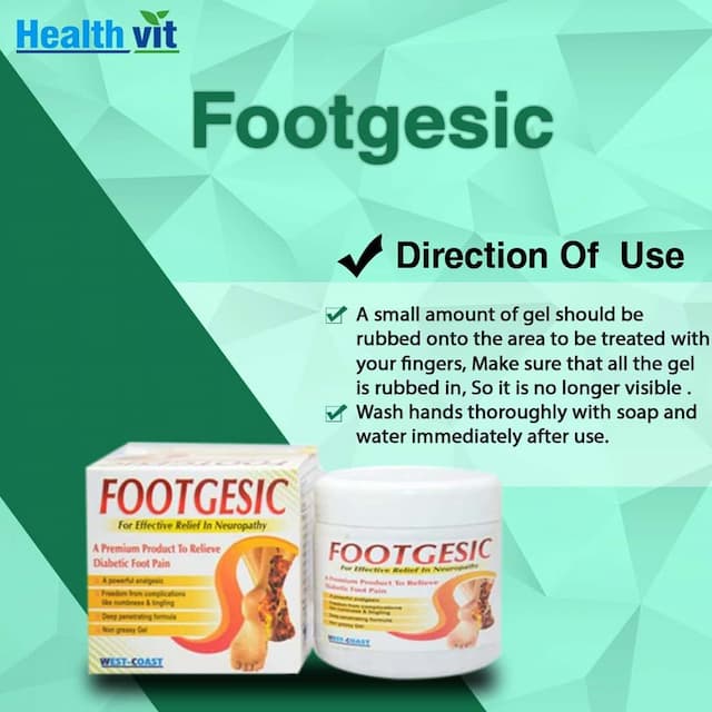 West Coast Footgesic Gel, Relieves Diabetic Foot Pain - 100g