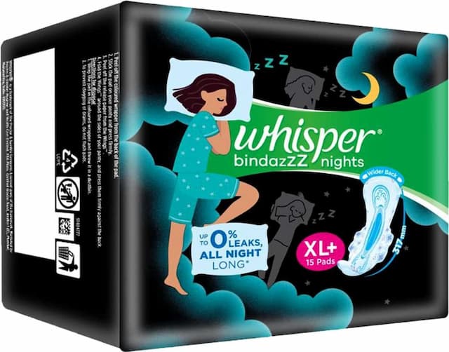 Whisper Bindazzz Nights Xl Plus - 15 Pads