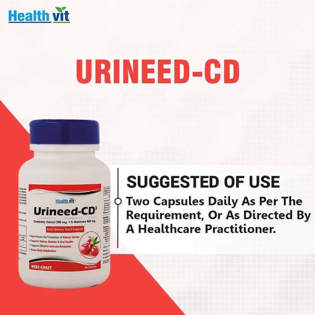 Healthvit Urineed-Cd ( 4cranberry Extract 200 Mg. D-Mannose 500 Mg ) - 60 Capsules