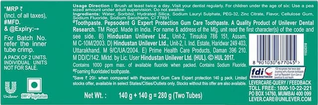 Pepsodent Expert Protection Gum Care Toothpaste - 280 Gm (140+140)