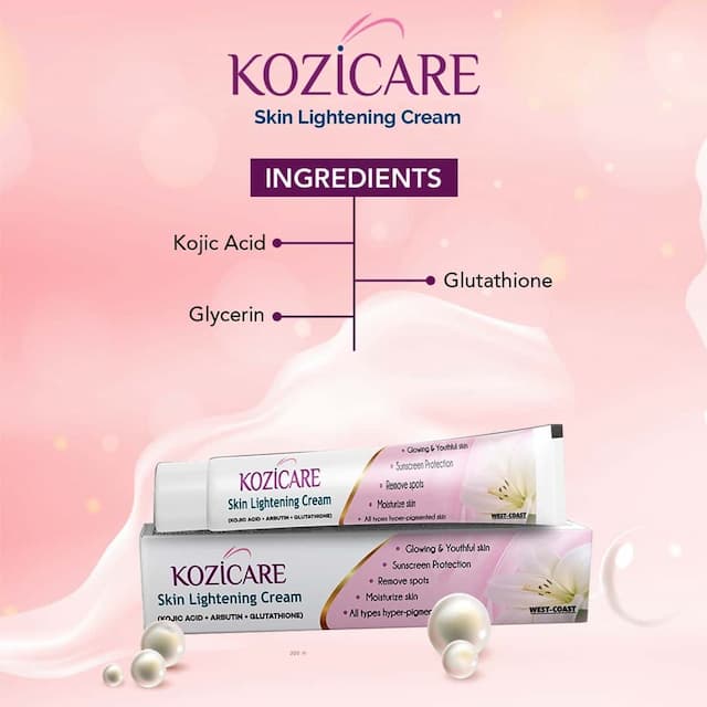 Kozicare Kojic Acid, Arbutin, Glutathione Skin Lightening Cream - 15g ( Pack Of 2 )