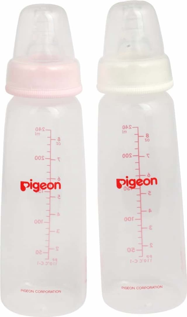 Pigeon Peristaltic Nursing Bottle Twin Pack Kpp 240ml (Pink & White) Nipple L