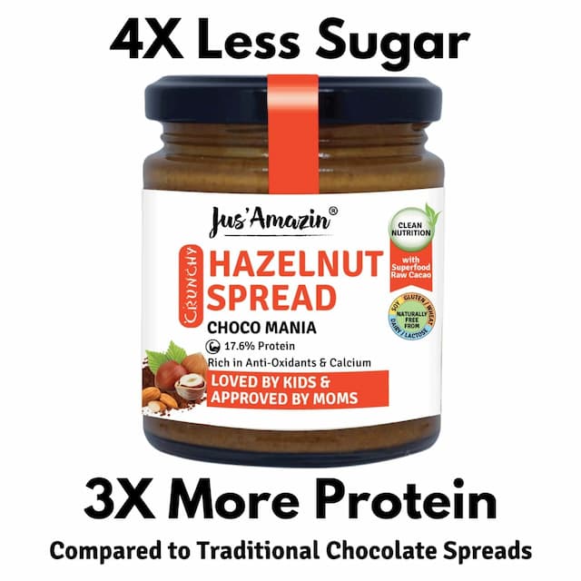 Jus Amazin Creamy Hazelnut Spread - Choco Mania (200g) 3x More Protein