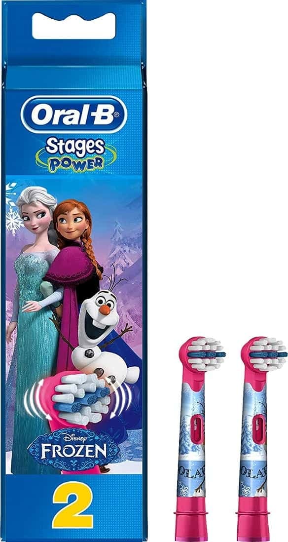 Oral-B Kids Electric Rechargeable Toothbrush Replacement Refills Featuring Disney Frozen - Pack Of 2
