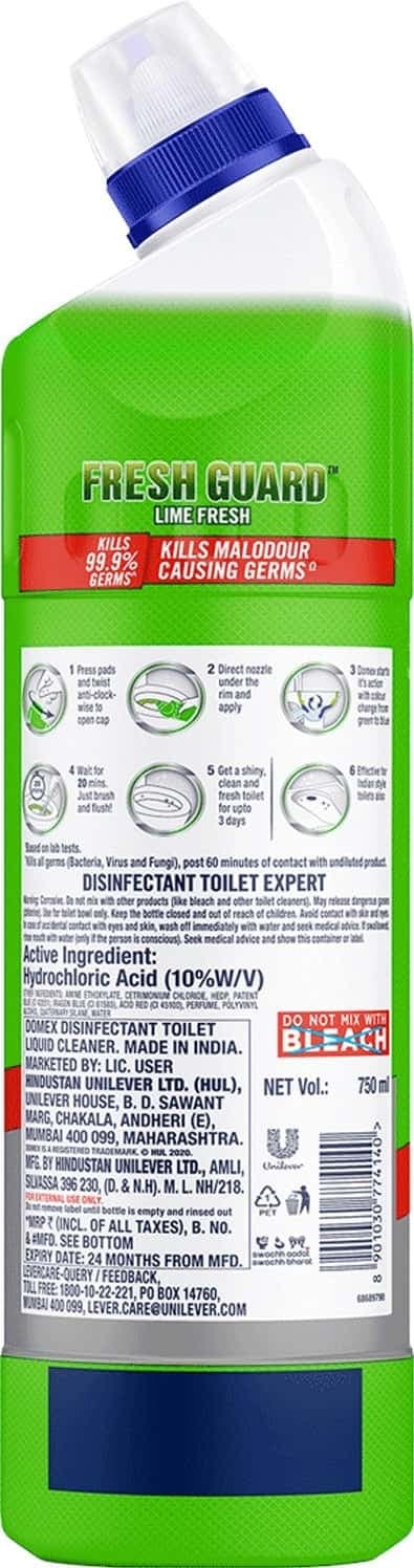 Domex Fresh Guard Lime Fresh Disinfectant Toilet Cleaner - 750 Ml