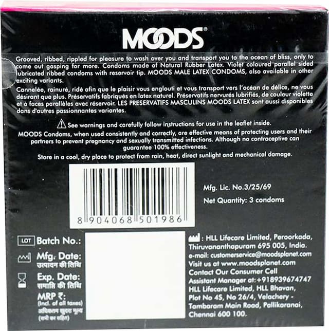 Moods Ribbed Condoms - Pack Of 3'S