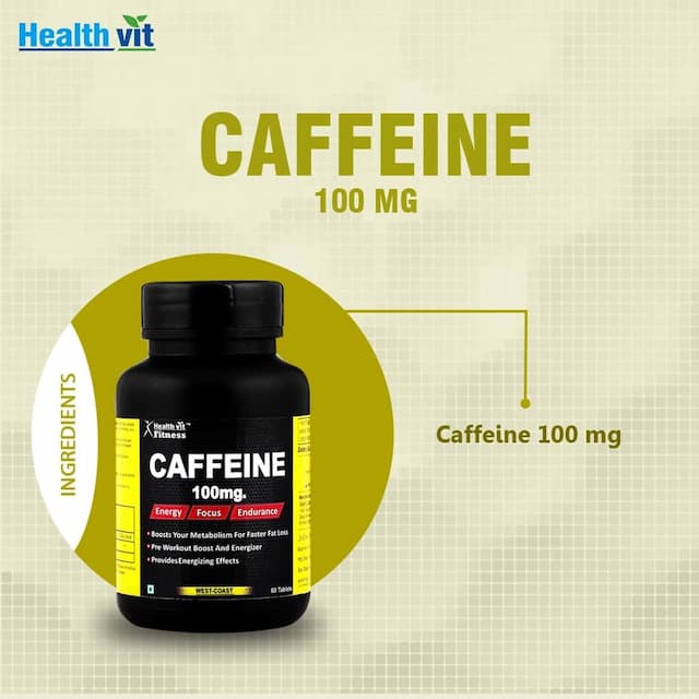 Healthvit Fitness Caffeine 100 Mg (Energy, Focus & Endurance) - 60 Tablets