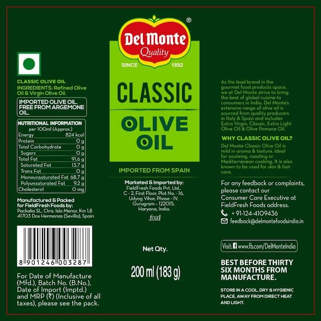 Del Monte Classic Olive Oil 200 Ml