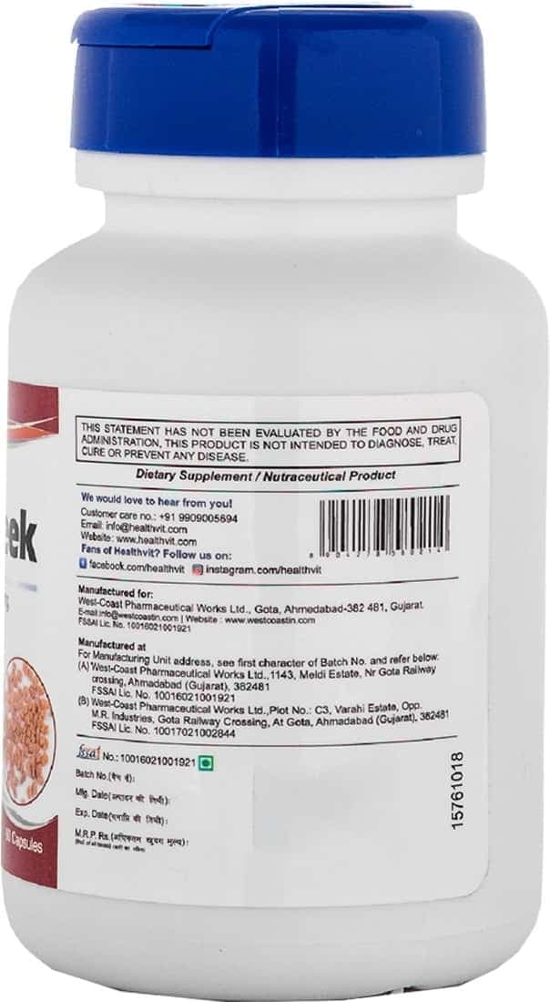 Healthvit Ultra Pure Fenugreek Powder 500mg - 60 Capsules