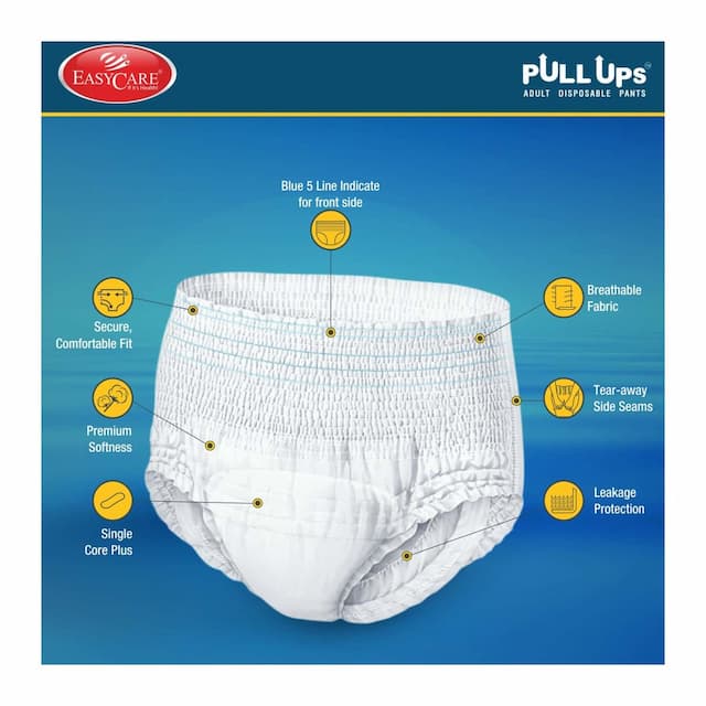 Easy Care Pullup Disposable Pants Size Large Adult Diapers 10