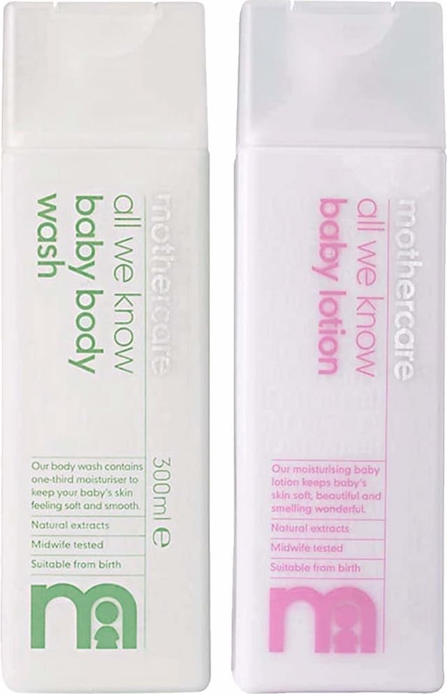 Mothercare All We Know Baby Body Wash And Lotion, 600ml (White) - Set Of 2