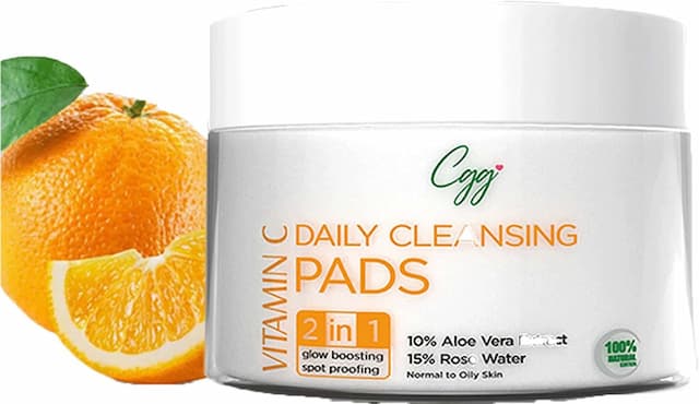 Cgg Cosmetics Vitamin C Daily Cleansing Pads With 100% Organic Cotton 2 In 1 - 50 Pads