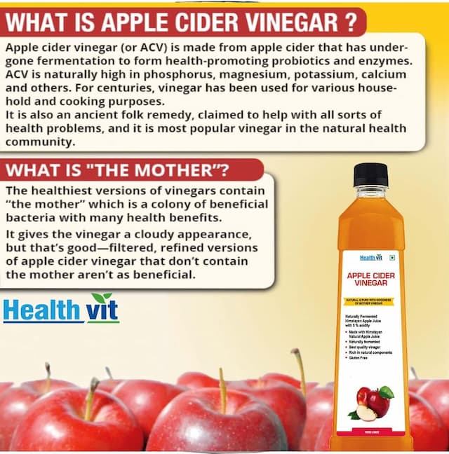 Healthvit Apple Cider Vinegar Natural & Pure With Strand Of Mother - Not From Concentrate 750ml