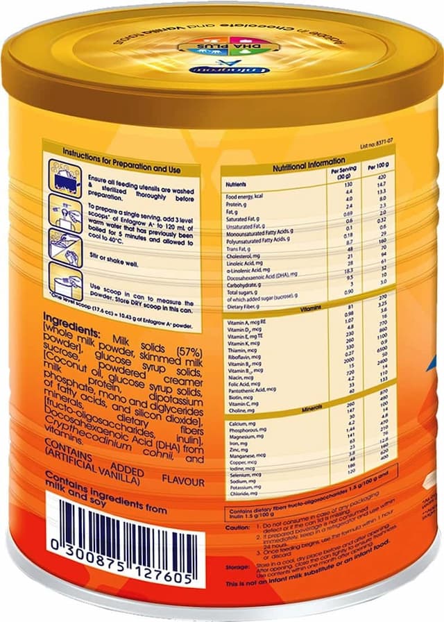 Enfagrow A+ Nutritional Milk Powder Health Drink For Children (3+ Years), Vanilla 400g - Pack Of 2