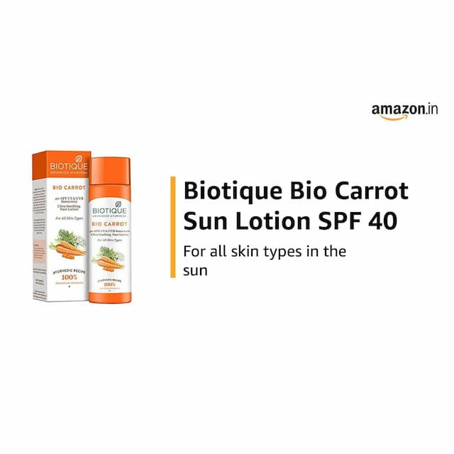 Biotique Bio Carrot 40+ Spf Uva/Uvb Sunscreen Ultrasoothing Face Lotion For All Skin Types 190 Ml