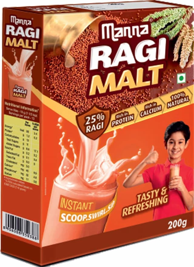 Manna Ragi Malt 200g Box |Ragi Huri Hittu Health Drink For Kids - 100% Natural