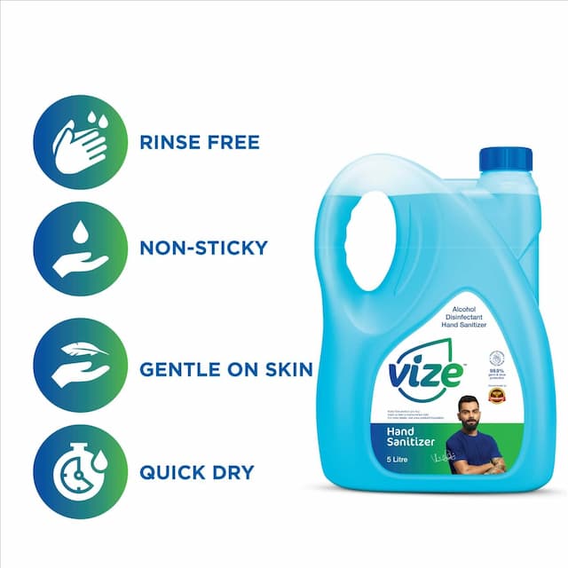 Vize Hand Sanitizer With 75% Isopropyl Alcohol Ip - 5 Litre Can