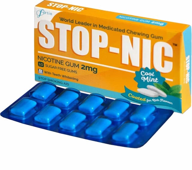 Stop Nic 2mg Cool Mint Coated For Rich Flavour Sugar Free Strip Of 10 Chewing Gum