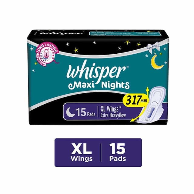 Whisper Maxi Nights Extra Heavy Flow Wings Xl Pad 15