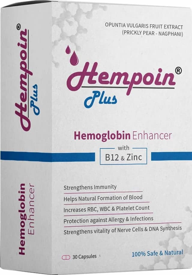 Hempoin Plus Hemoglobin Enhancer With B12 And Zinc - 30 Capsules