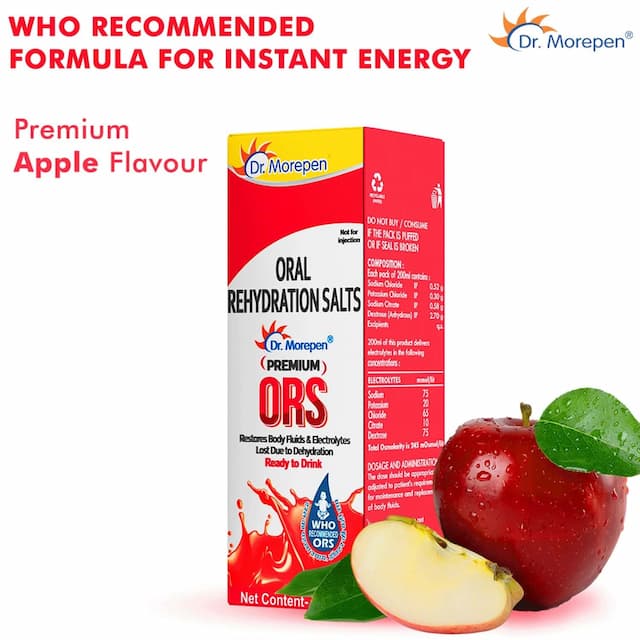 Dr Morepen Premium Ors Drink With Electrolytes Apple Flavour - 200ml